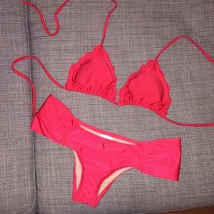 Brand new Luli Fama red triangle tie cheeky bikini